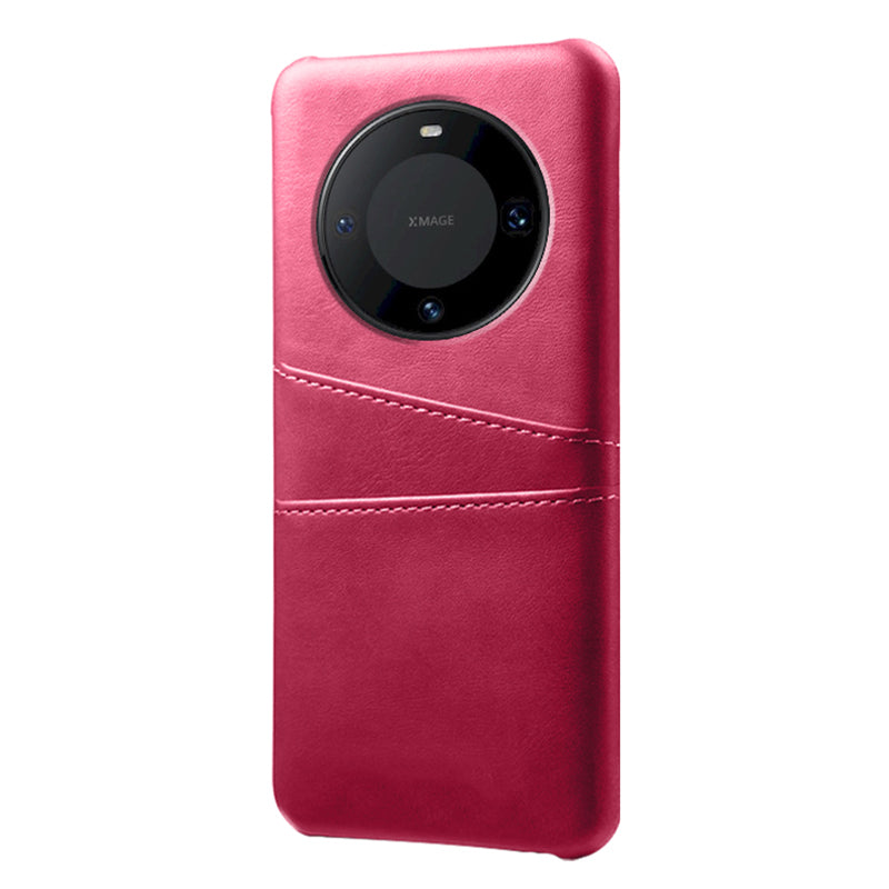 For Huawei Mate 60 PU Leather Coated PC Phone Case Smartphone Cover with Dual Card Slots