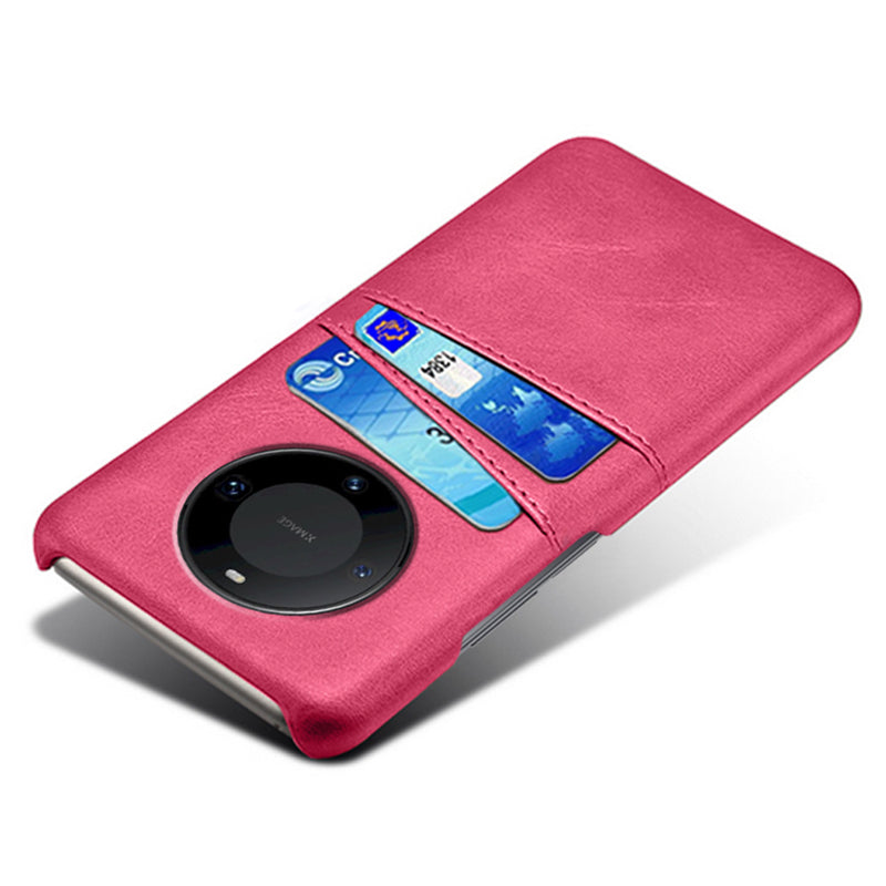 For Huawei Mate 60 PU Leather Coated PC Phone Case Smartphone Cover with Dual Card Slots