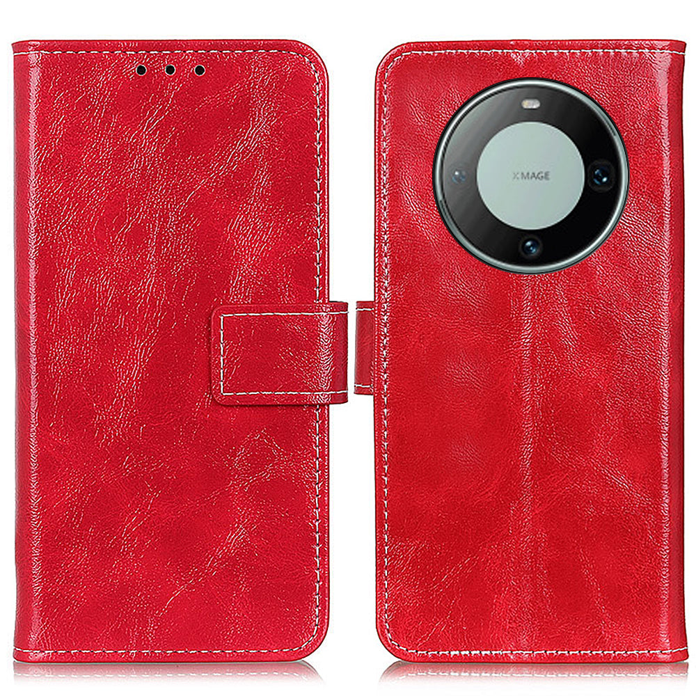 For Huawei Mate 60 Retro Crazy Horse Texture PU Leather Shell Wallet Stand Phone Cover
