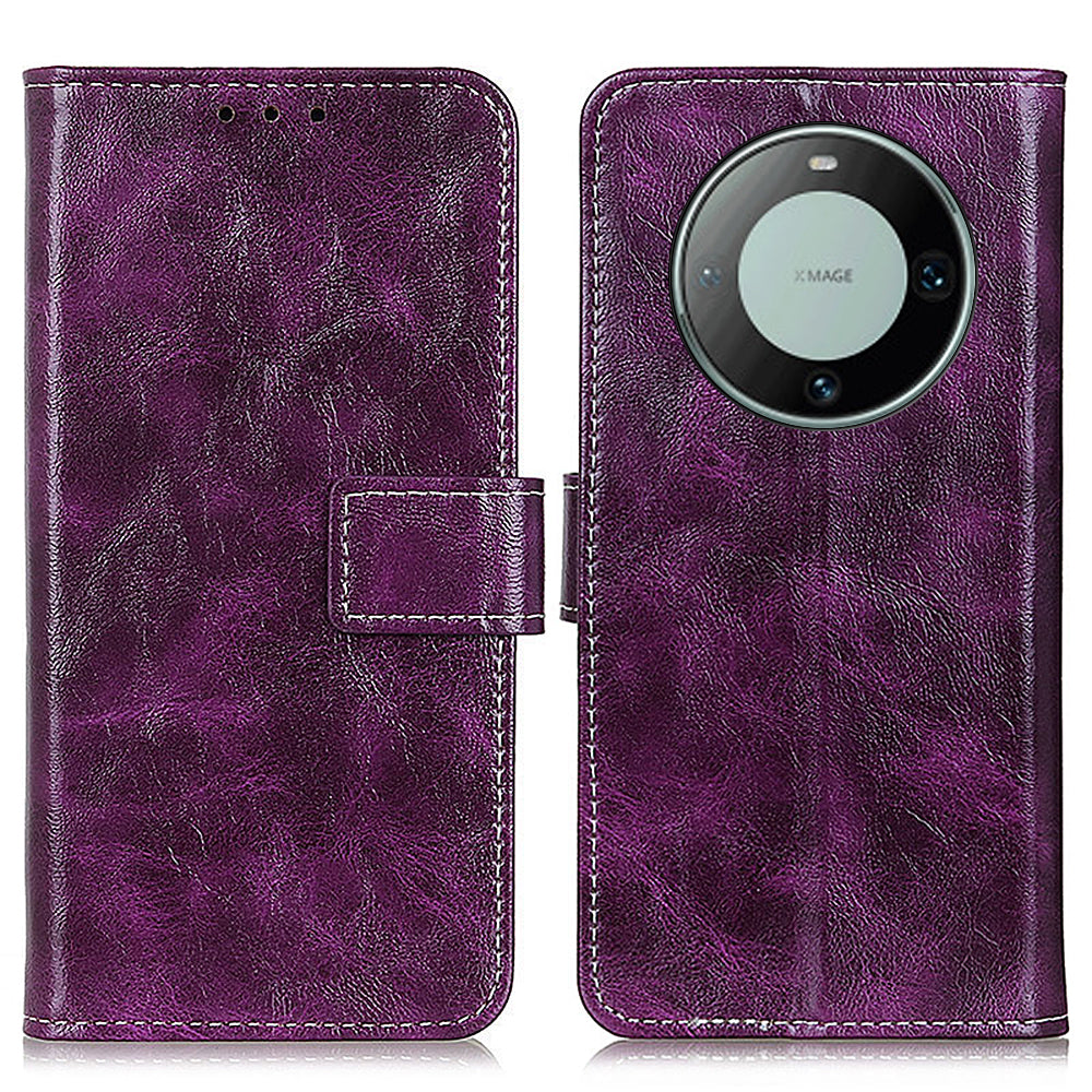 For Huawei Mate 60 Retro Crazy Horse Texture PU Leather Shell Wallet Stand Phone Cover