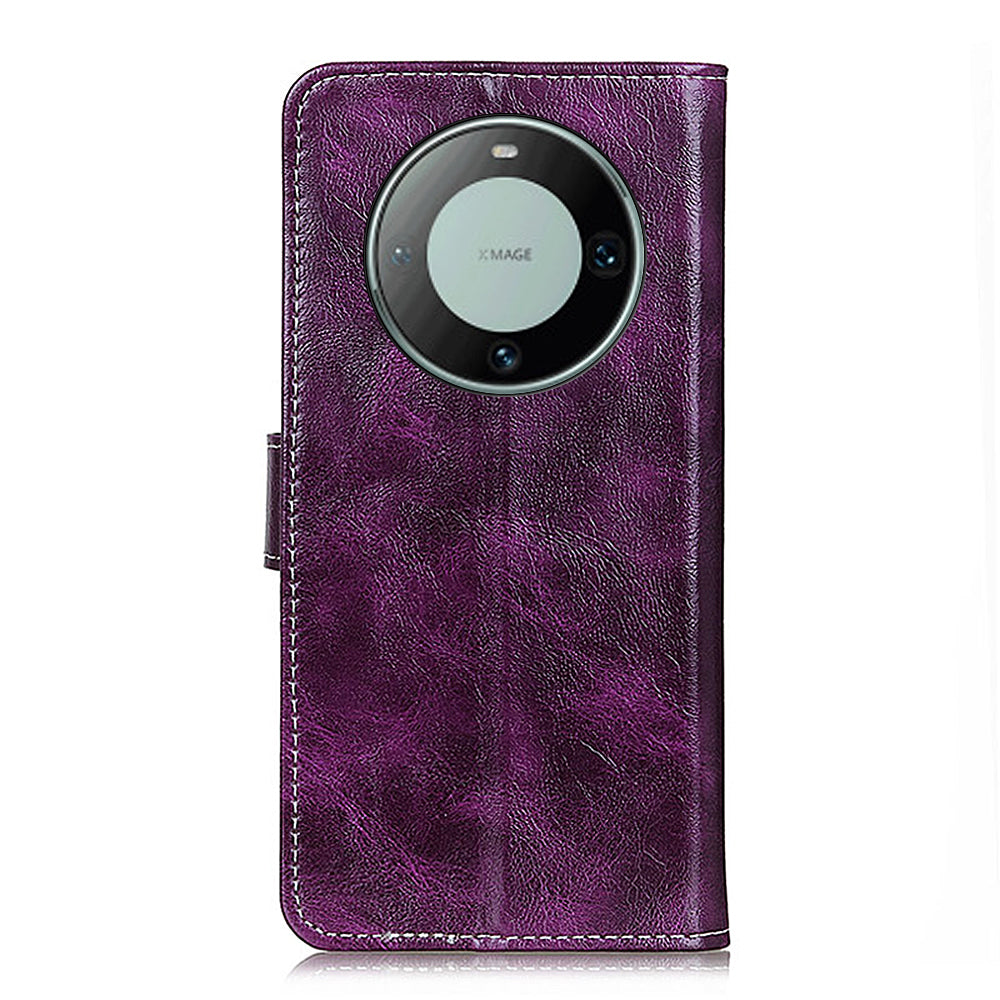 For Huawei Mate 60 Retro Crazy Horse Texture PU Leather Shell Wallet Stand Phone Cover