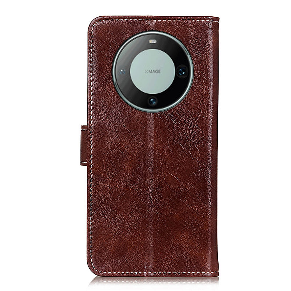 For Huawei Mate 60 Retro Crazy Horse Texture PU Leather Shell Wallet Stand Phone Cover