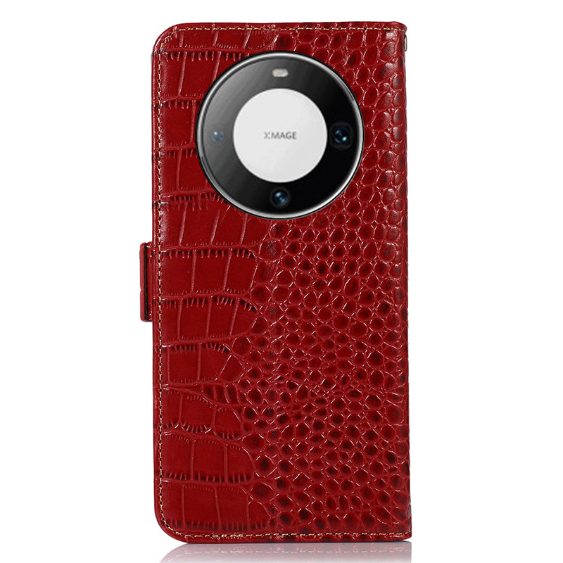 For Huawei Mate 60 Pro Genuine Cow Leather Wallet Case RFID Blocking Phone Cover with Stand