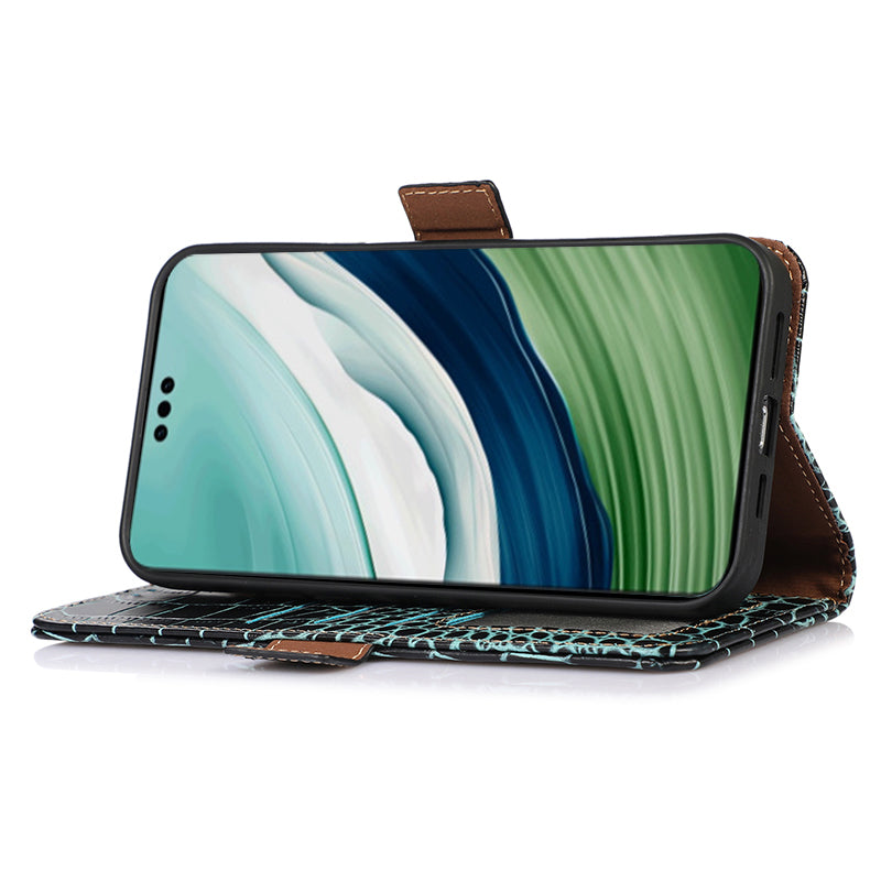 For Huawei Mate 60 Pro Genuine Cow Leather Wallet Case RFID Blocking Phone Cover with Stand