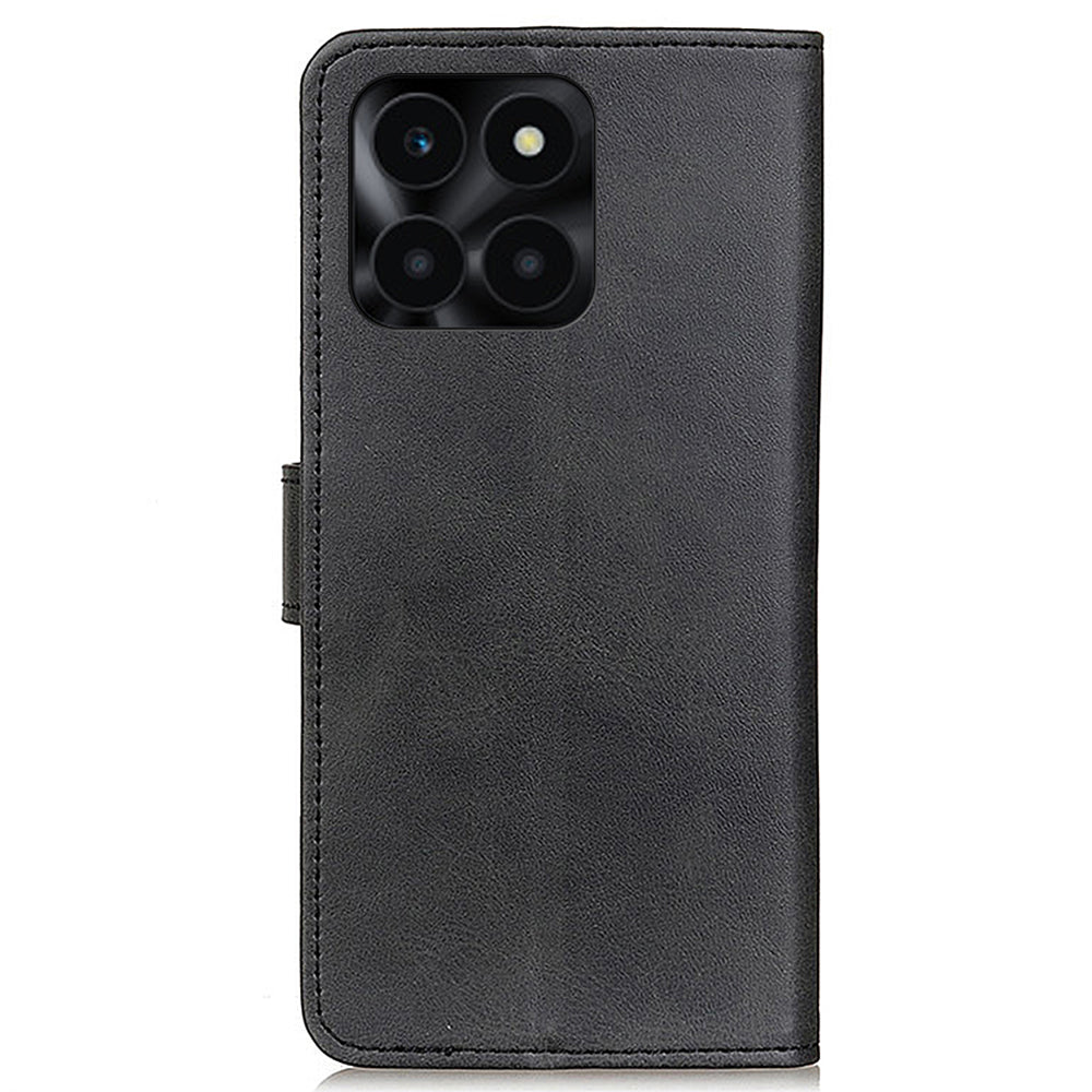 For Honor X6a 4G Shockproof Phone Case Cowhide Texture PU Leather Smartphone Cover