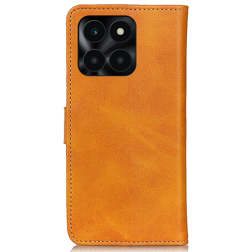 For Honor X6a 4G Shockproof Phone Case Cowhide Texture PU Leather Smartphone Cover