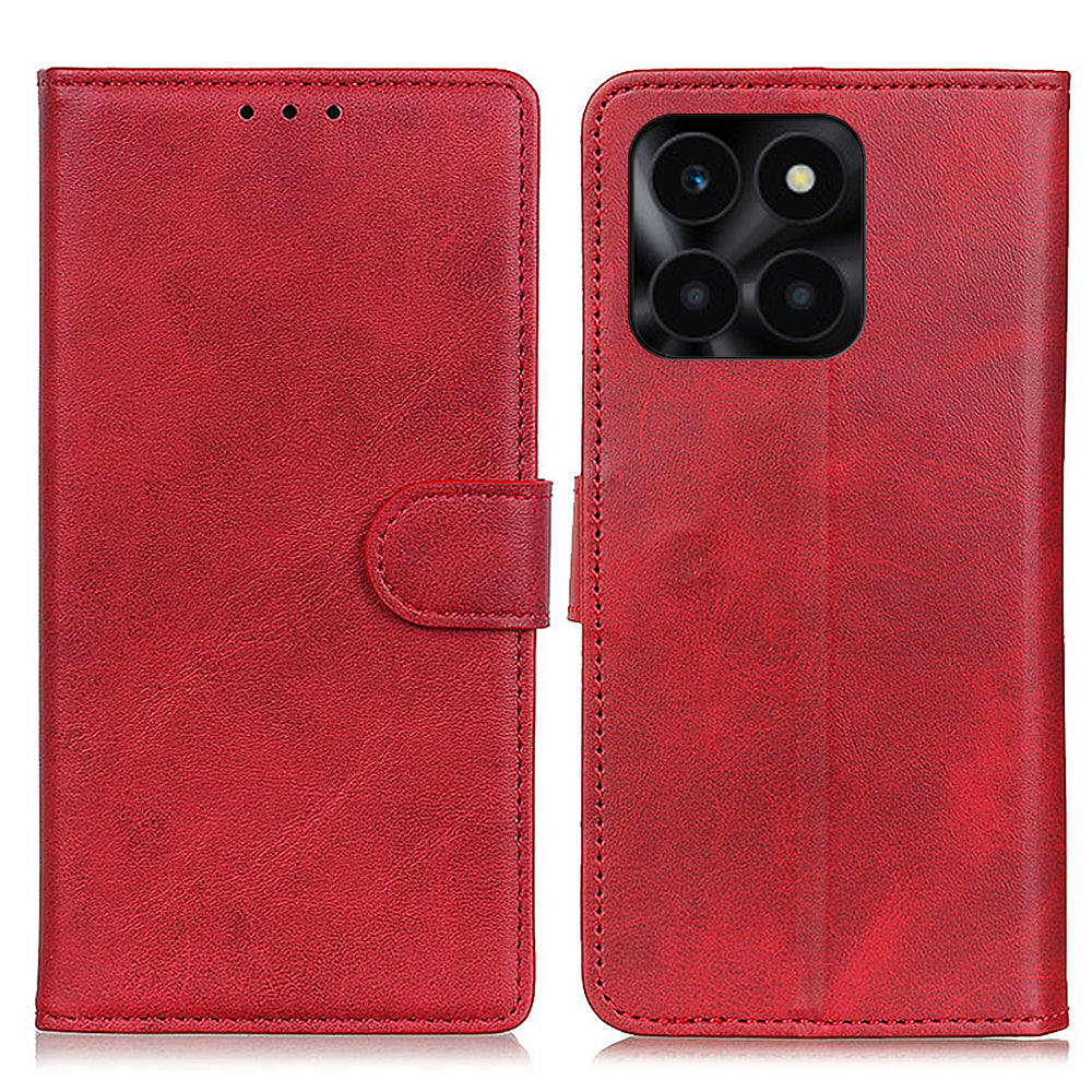 For Honor X6a 4G Shockproof Phone Case Cowhide Texture PU Leather Smartphone Cover