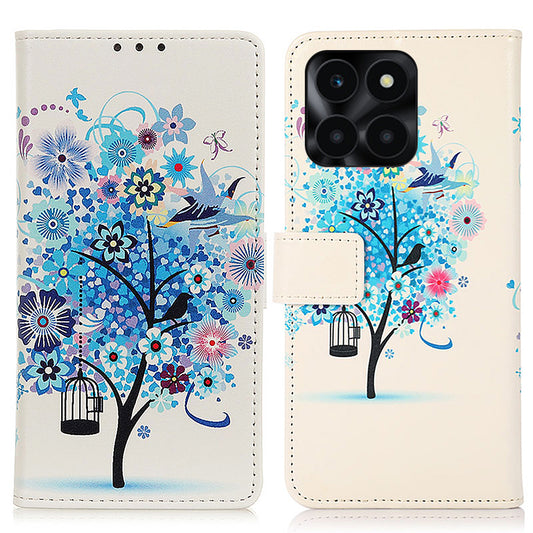 For Honor X6a 4G Pattern Printing Phone Wallet Case PU Leather Protective Phone Cover
