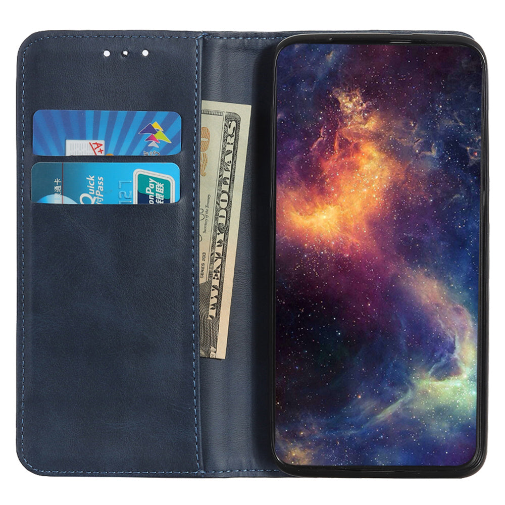 For Honor X6a 4G Mobile Phone Case Shockproof Cowhide Texture Split Leather Wallet Stand Shell
