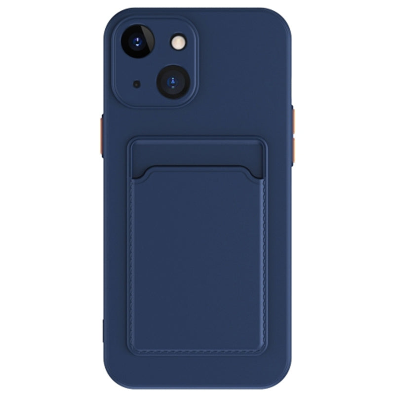 Anti-Drop Phone Case for iPhone 15 Pure Color Soft TPU Phone Cover with Card Holder