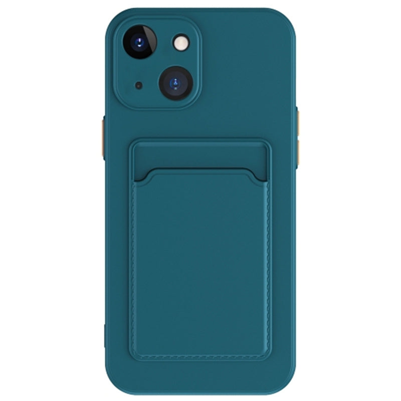 Anti-Drop Phone Case for iPhone 15 Pure Color Soft TPU Phone Cover with Card Holder