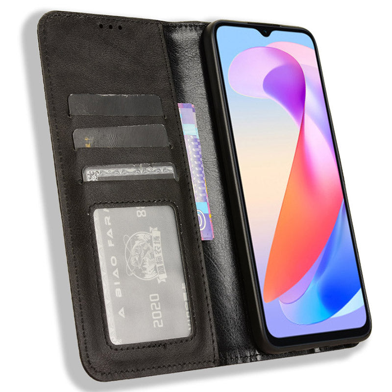 For Honor X6a 4G Retro Leather Wallet Case Magnetic Closing Anti-fall Stand Phone Cover