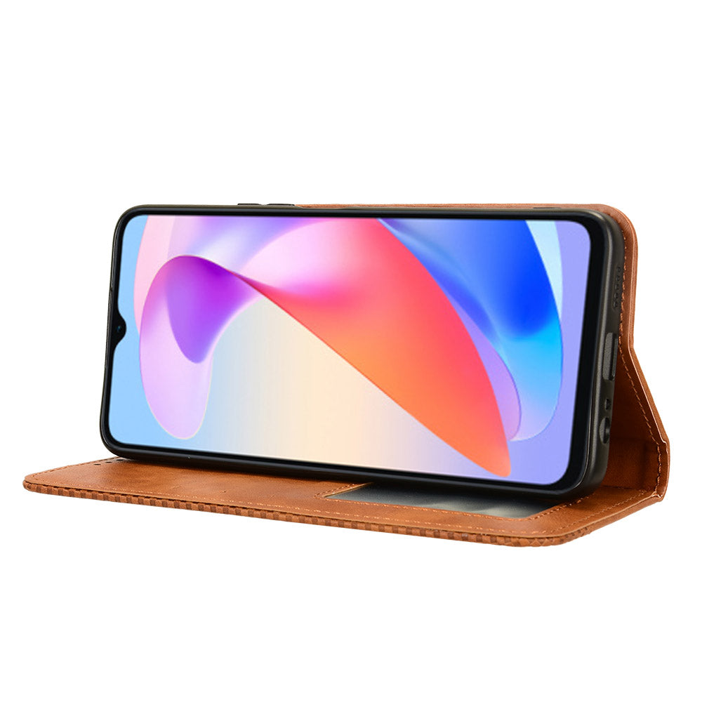 For Honor X6a 4G Retro Leather Wallet Case Magnetic Closing Anti-fall Stand Phone Cover