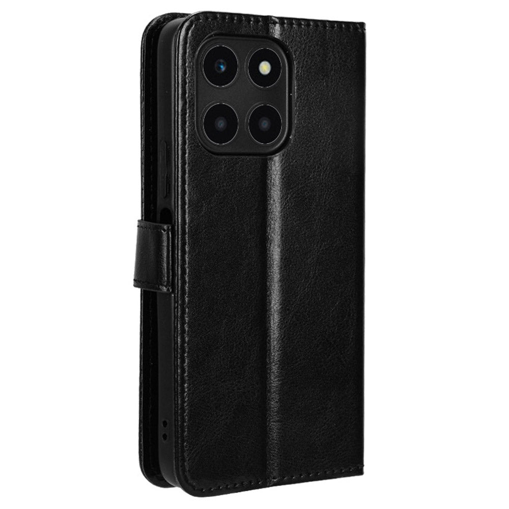For Honor X6a 4G PU Leather Protective Case Crazy Horse Texture Phone Wallet Cover