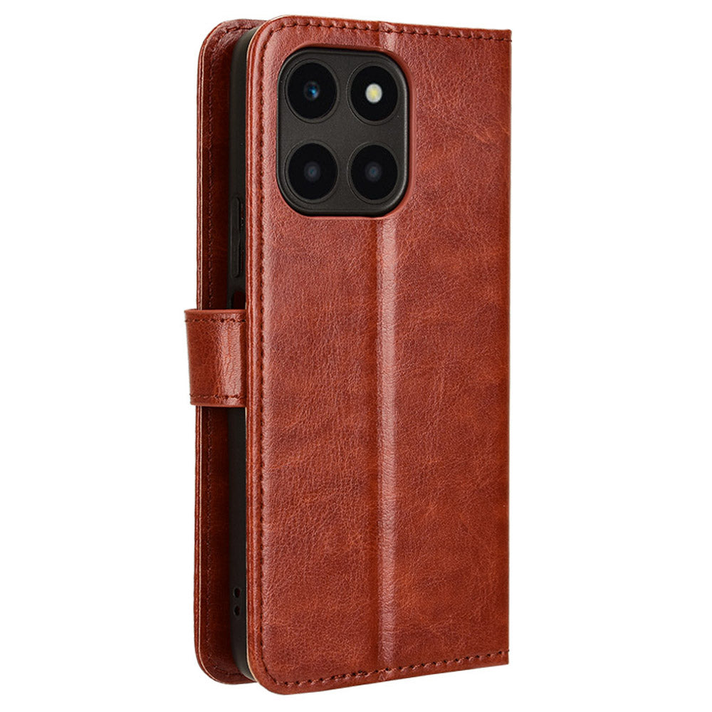 For Honor X6a 4G PU Leather Protective Case Crazy Horse Texture Phone Wallet Cover