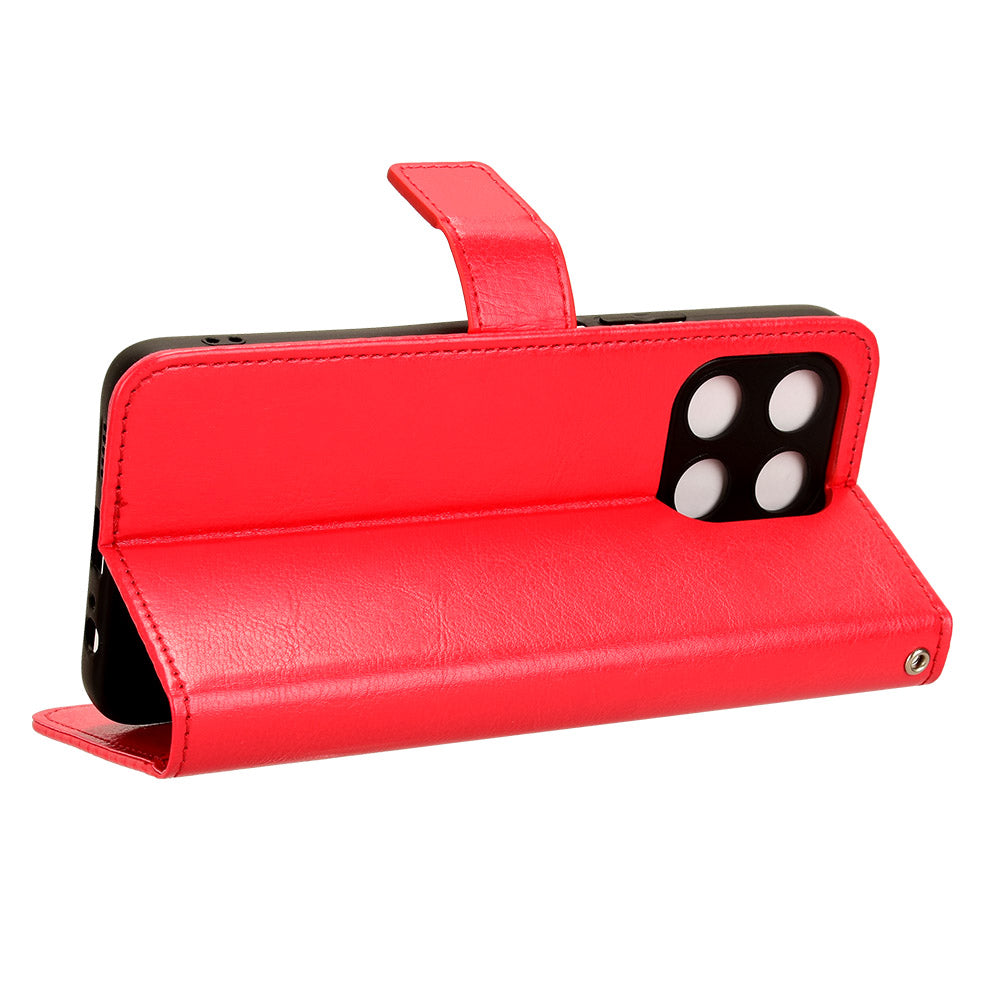 For Honor X6a 4G PU Leather Protective Case Crazy Horse Texture Phone Wallet Cover