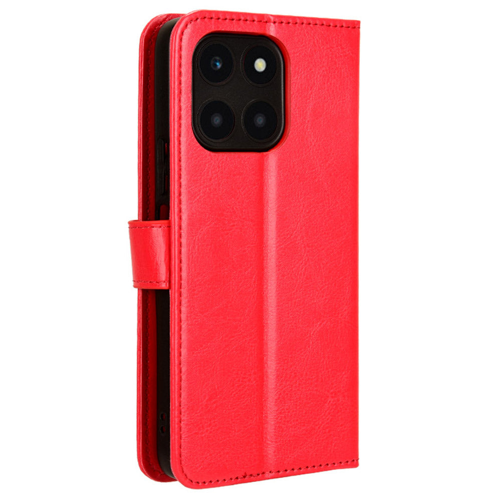 For Honor X6a 4G PU Leather Protective Case Crazy Horse Texture Phone Wallet Cover