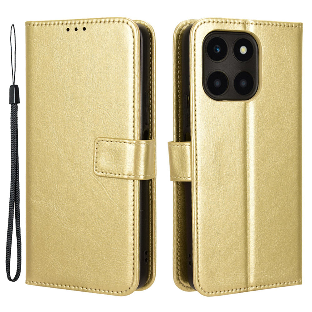 For Honor X6a 4G PU Leather Protective Case Crazy Horse Texture Phone Wallet Cover