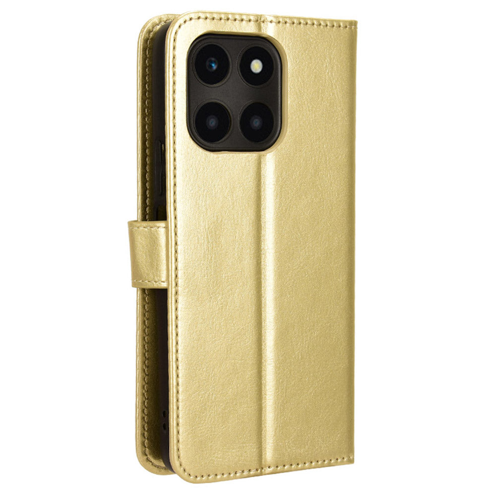 For Honor X6a 4G PU Leather Protective Case Crazy Horse Texture Phone Wallet Cover