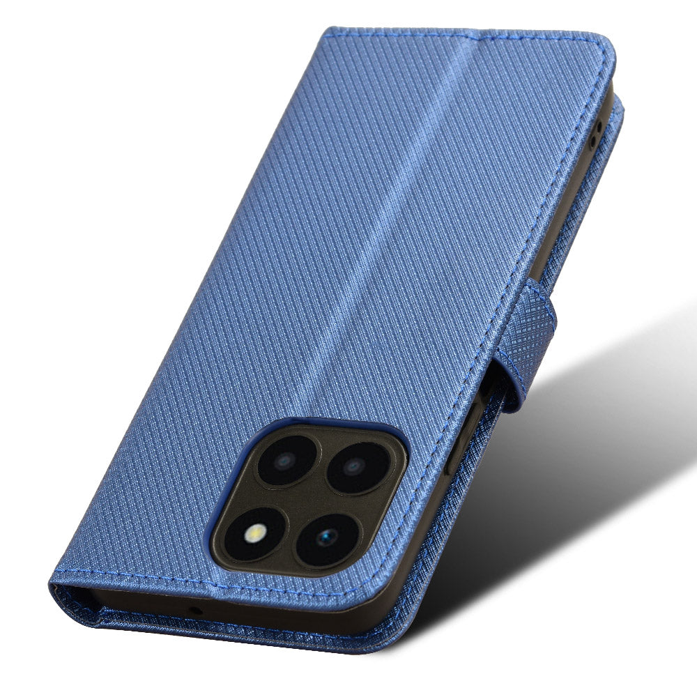 For Honor X6a 4G PU Leather Phone Case Diamond Texture Stand Protective Cell Phone Cover