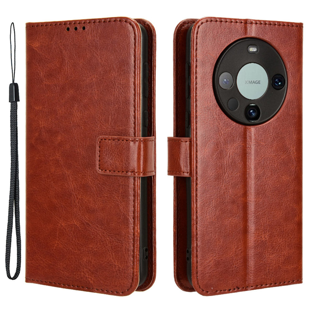 For Huawei Mate 60 Pro Anti-fall Phone Case Crazy Horse Texture Leather Wallet Stand Cover