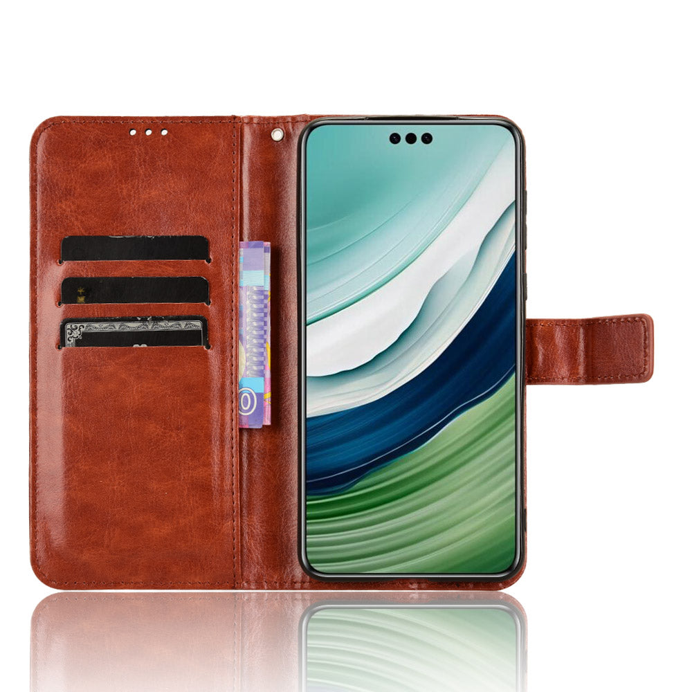 For Huawei Mate 60 Pro Anti-fall Phone Case Crazy Horse Texture Leather Wallet Stand Cover