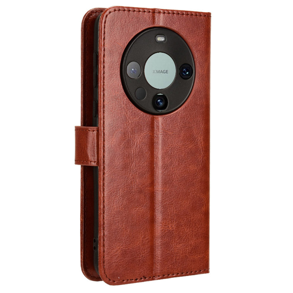 For Huawei Mate 60 Pro Anti-fall Phone Case Crazy Horse Texture Leather Wallet Stand Cover