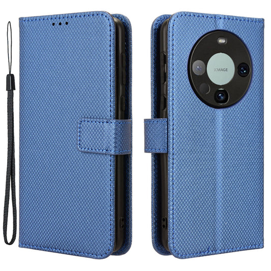 For Huawei Mate 60 Pro PU Leather Phone Case Stand Diamond Texture Protective Phone Cover