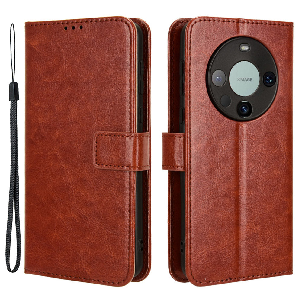For Huawei Mate 60 Full Protection Phone Case Crazy Horse Texture Leather Stand Wallet Cover