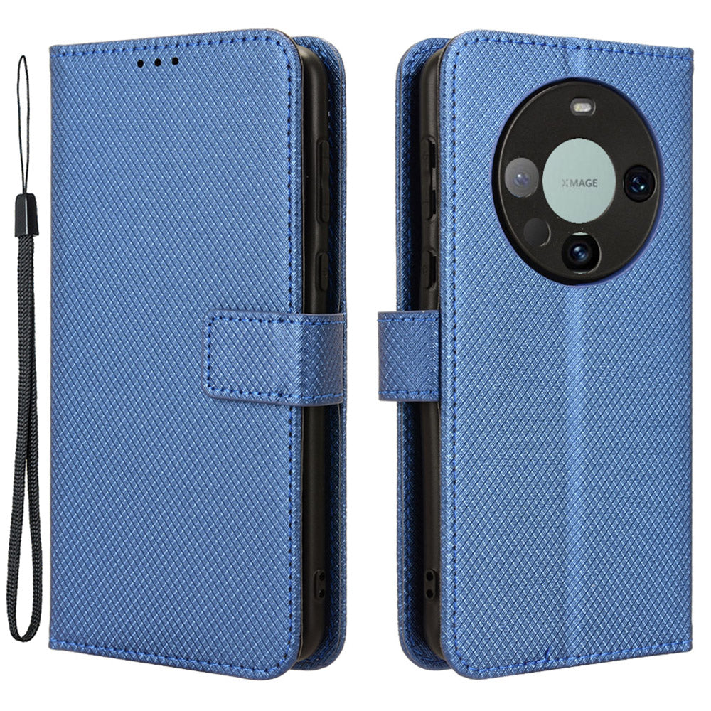 For Huawei Mate 60 Anti-Scratch Shell Diamond Texture Stand Cover PU Leather Phone Case