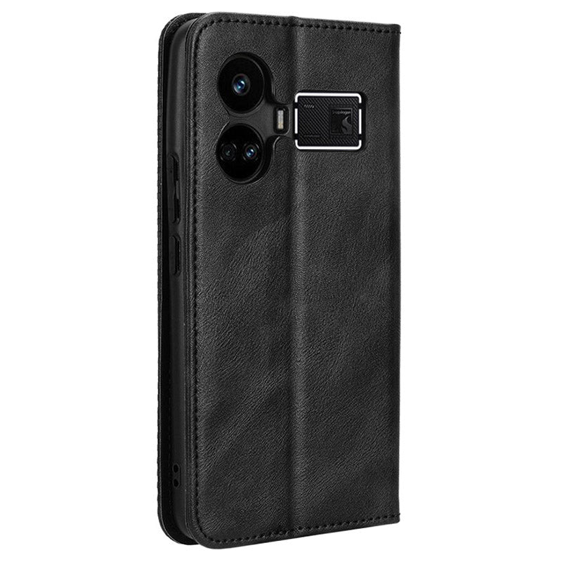For Realme GT5 5G Retro PU Leather Wallet Case Folding Stand Drop-proof Phone Cover