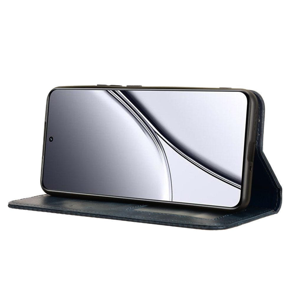 For Realme GT5 5G Retro PU Leather Wallet Case Folding Stand Drop-proof Phone Cover