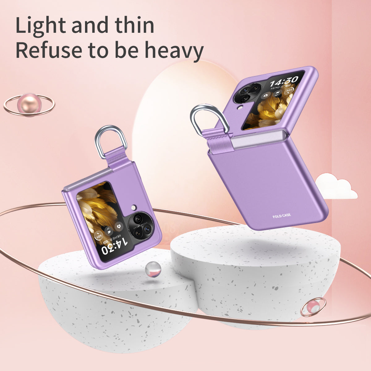 Anti-Drop Hard PC Phone Case for Oppo Find N3 Flip 5G Ring Finger Holder Shockproof Cover