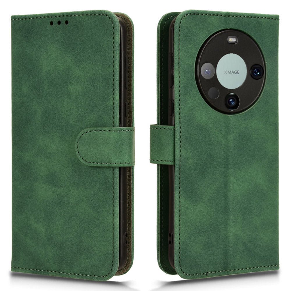 For Huawei Mate 60 PU Leather Wallet Stand Case Skin-touch Drop Protection Phone Cover