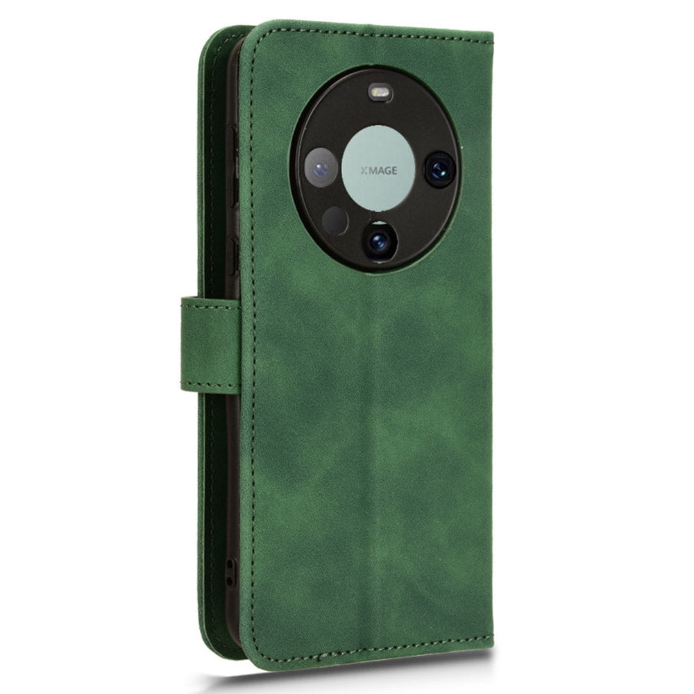 For Huawei Mate 60 PU Leather Wallet Stand Case Skin-touch Drop Protection Phone Cover