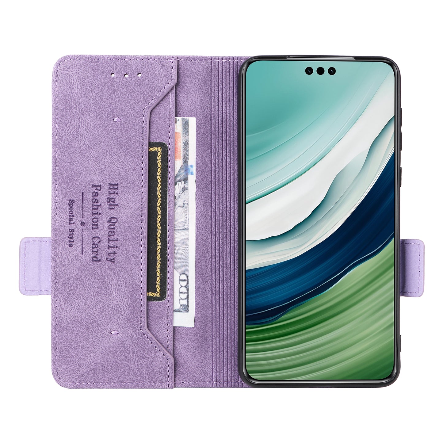 For Huawei Mate 60 PU Leather Protective Cover Hardware Decor Wallet Stand Phone Case