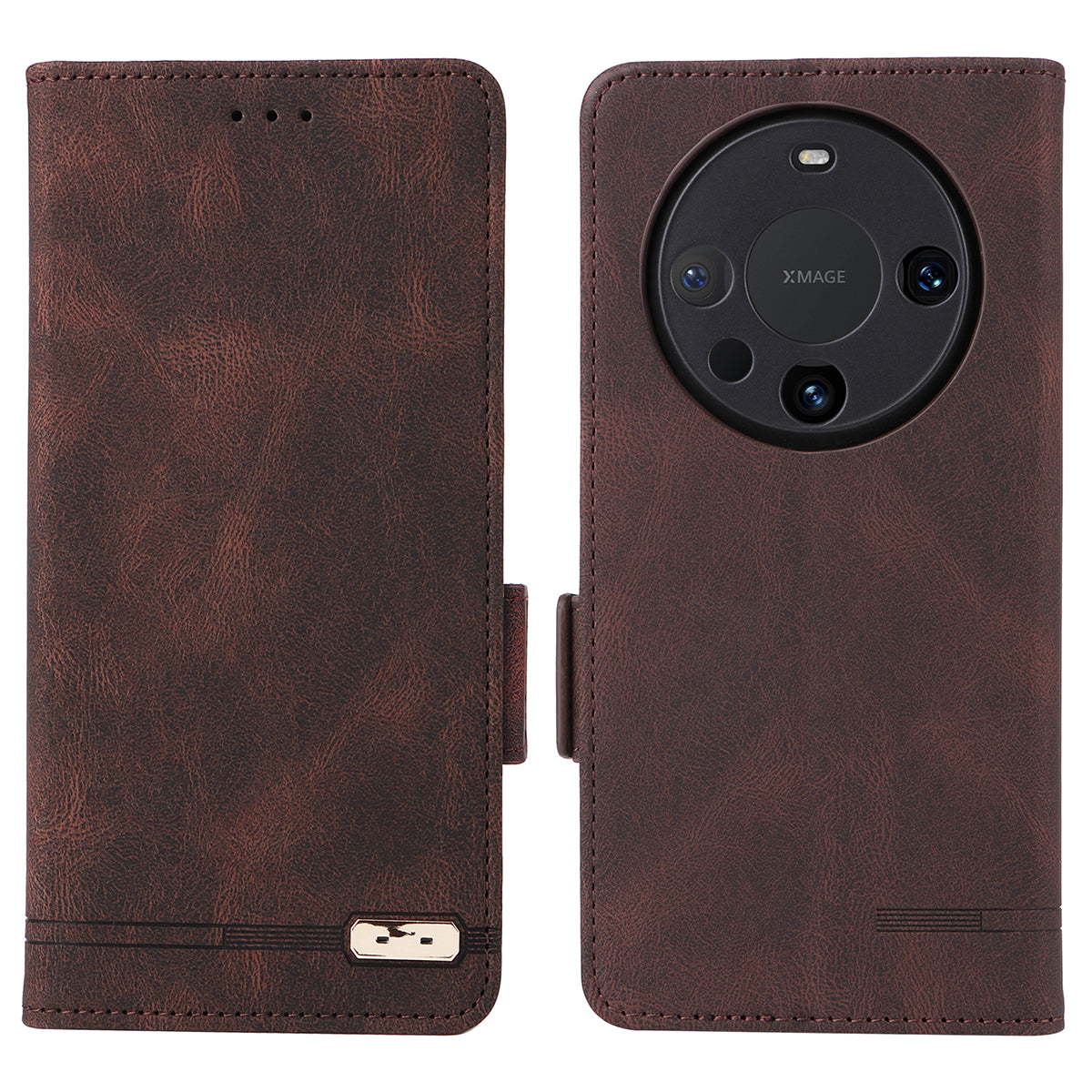 For Huawei Mate 60 PU Leather Protective Cover Hardware Decor Wallet Stand Phone Case