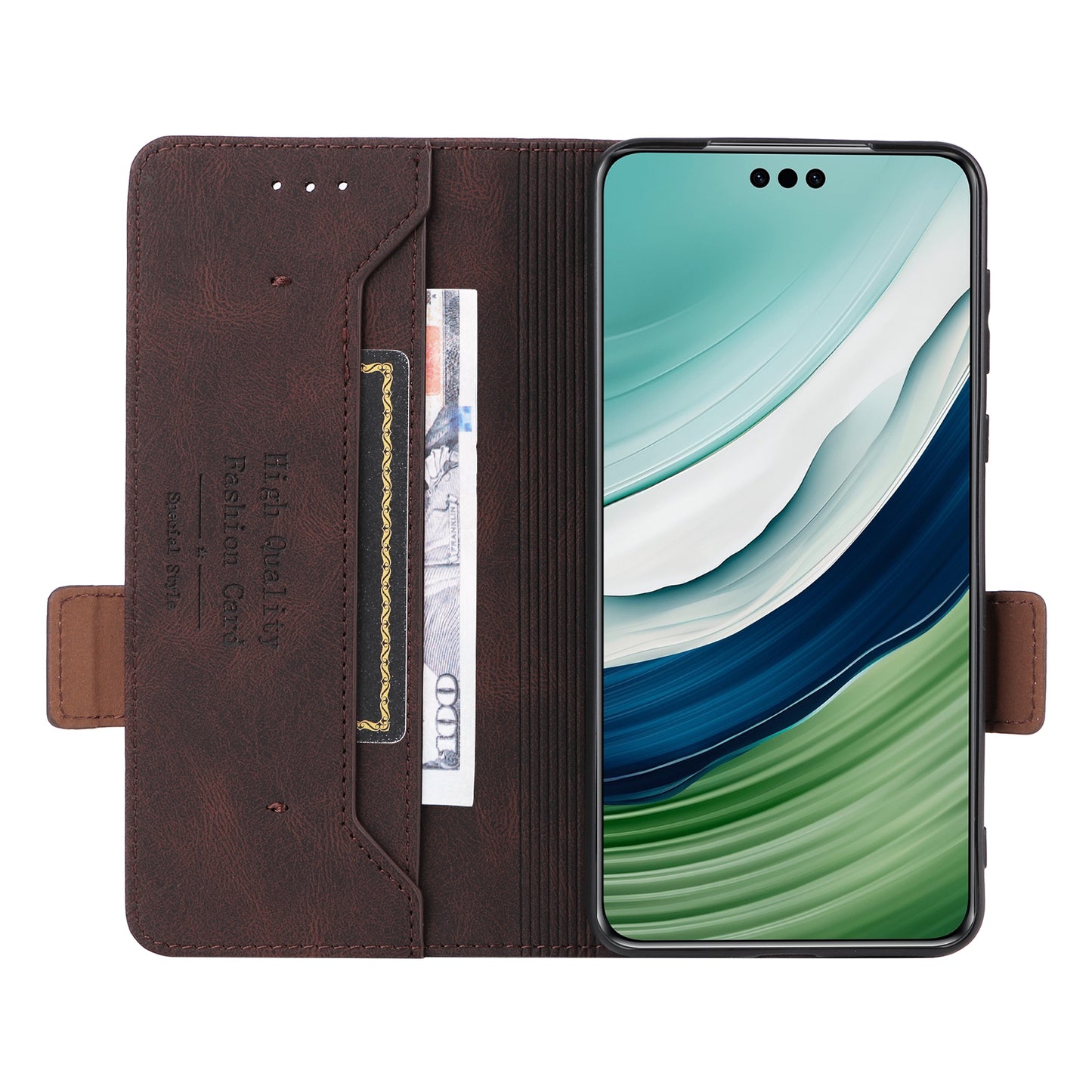 For Huawei Mate 60 PU Leather Protective Cover Hardware Decor Wallet Stand Phone Case