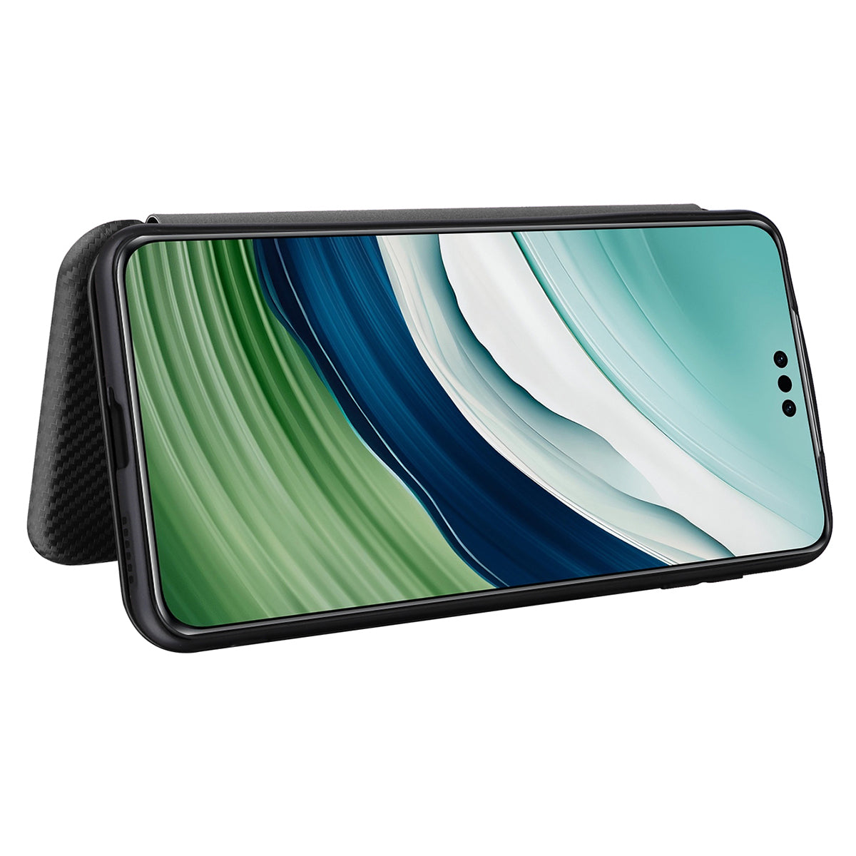 For Huawei Mate 60 Pro Carbon Fiber Texture Phone Case Card Holder PU Leather Stand Cover