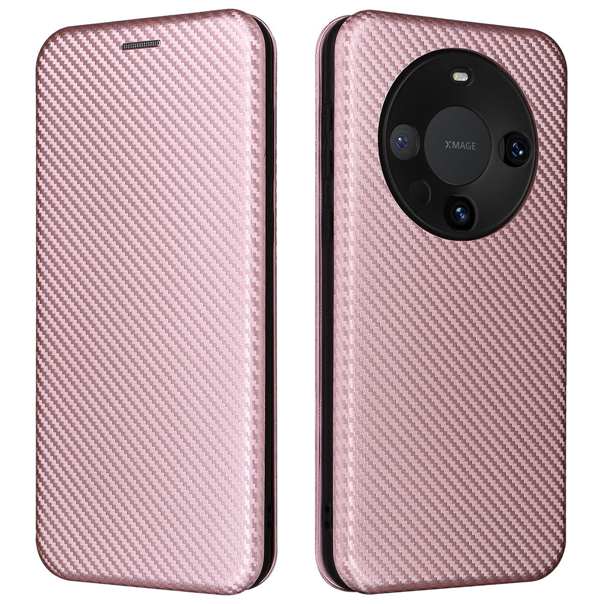 For Huawei Mate 60 Pro Carbon Fiber Texture Phone Case Card Holder PU Leather Stand Cover