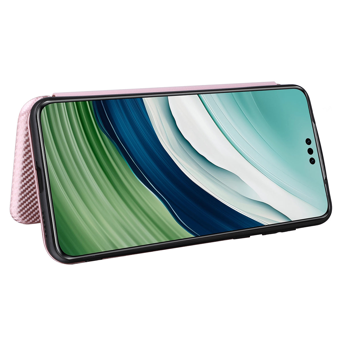 For Huawei Mate 60 Pro Carbon Fiber Texture Phone Case Card Holder PU Leather Stand Cover