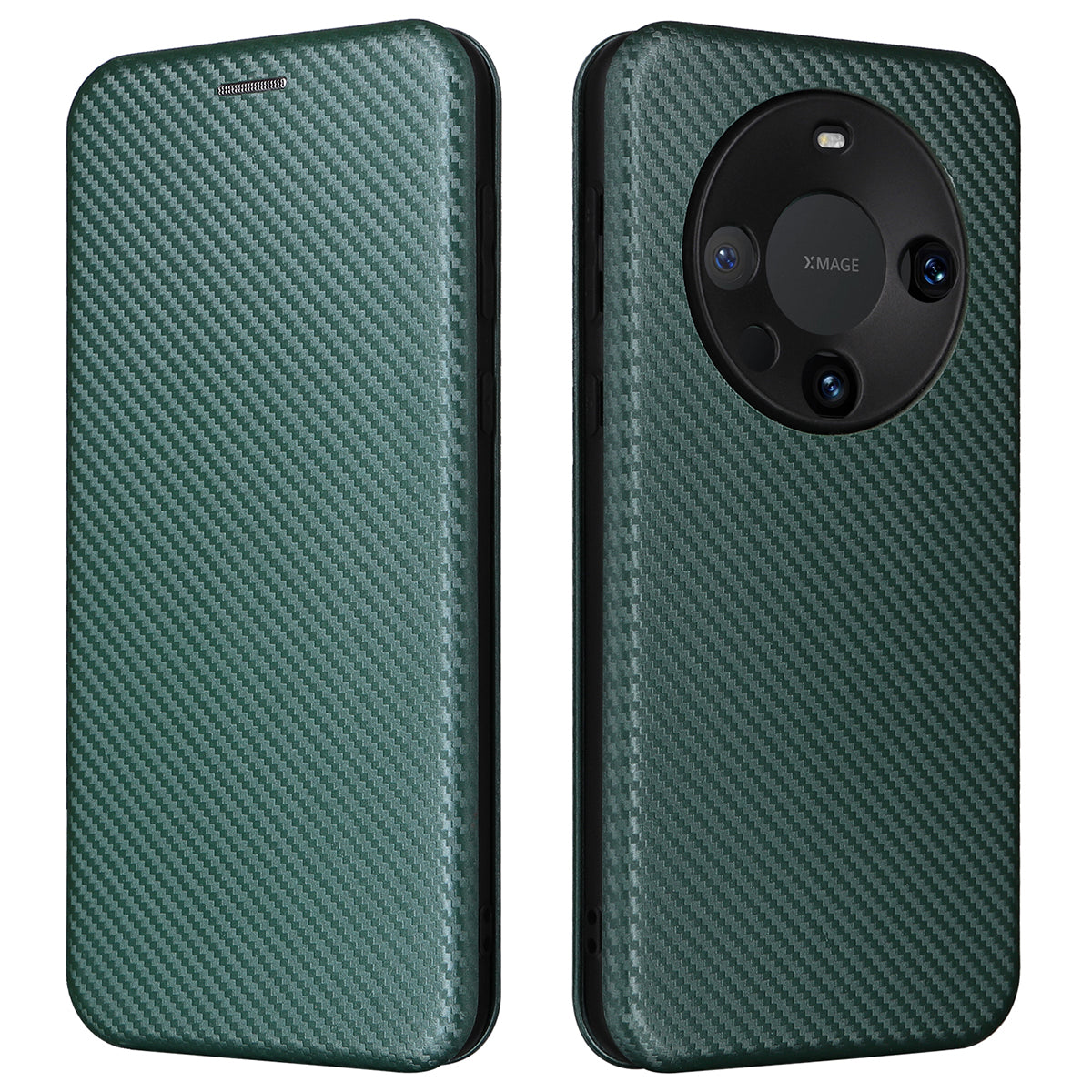 For Huawei Mate 60 Pro Carbon Fiber Texture Phone Case Card Holder PU Leather Stand Cover