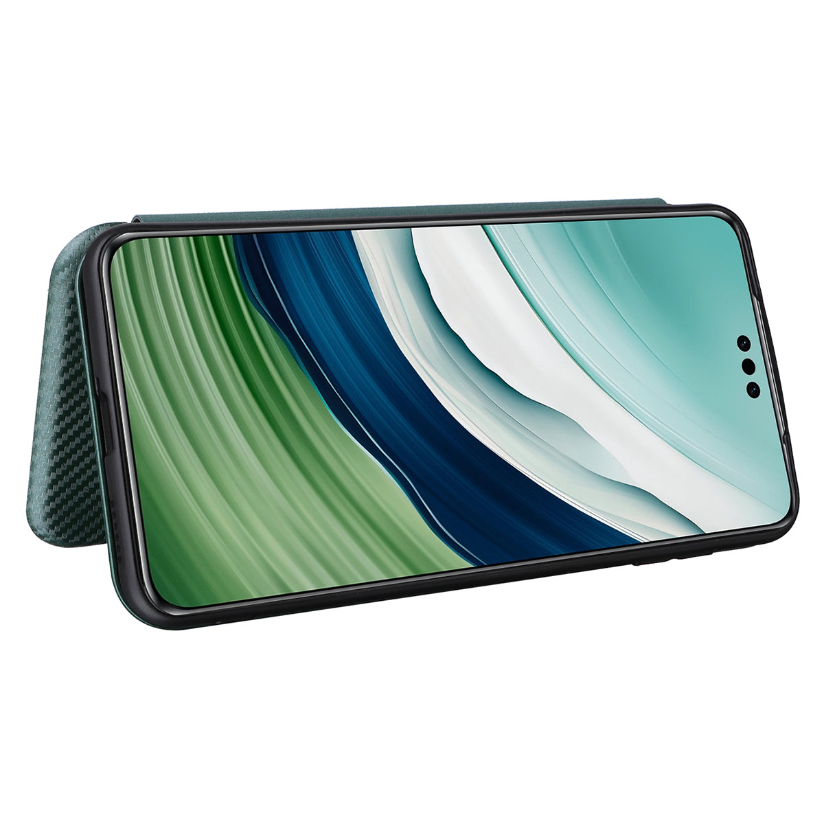 For Huawei Mate 60 Pro Carbon Fiber Texture Phone Case Card Holder PU Leather Stand Cover