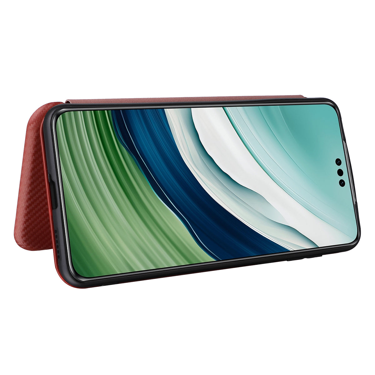 For Huawei Mate 60 Carbon Fiber Texture Card Holder Phone Case Leather Stand Anti-fall Cover