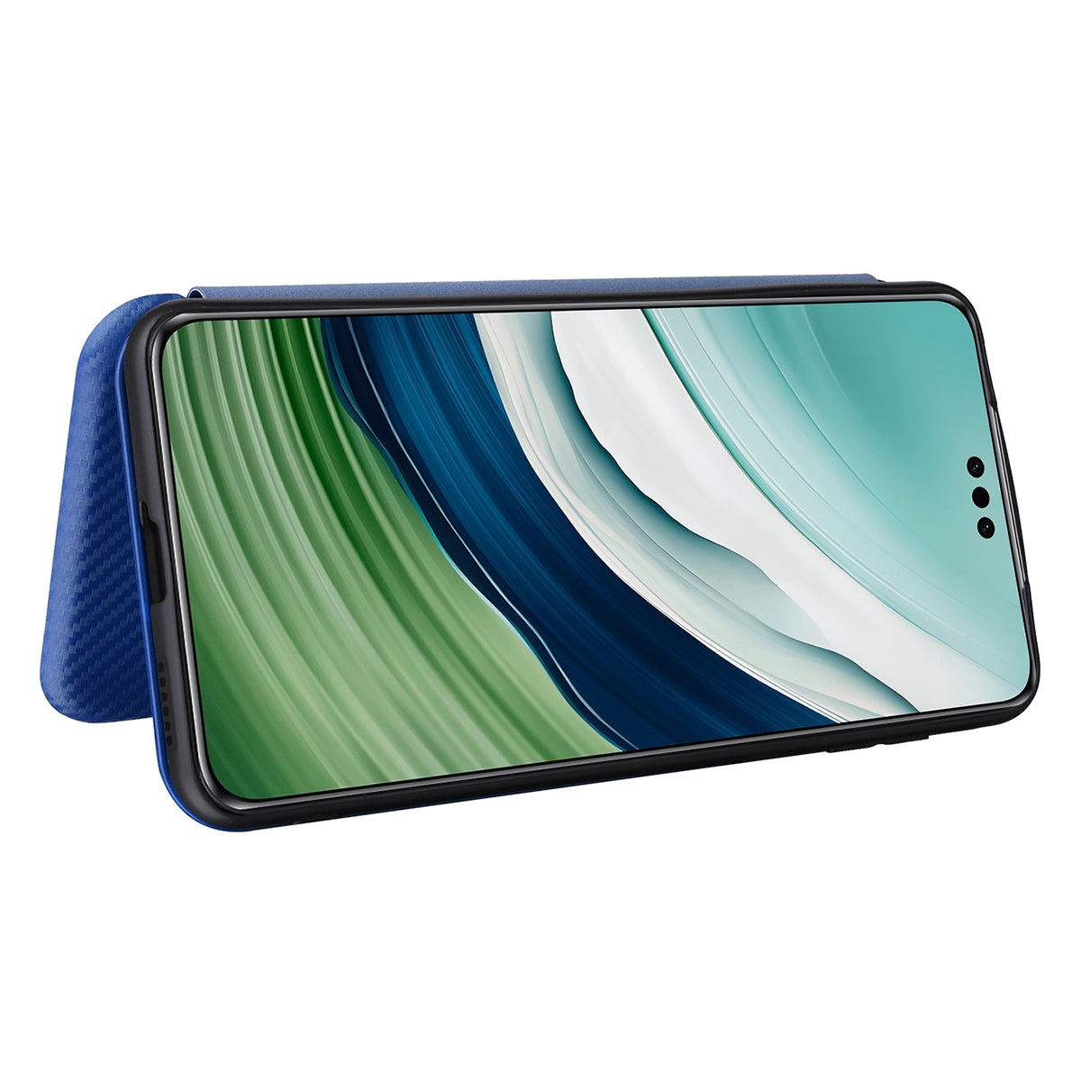For Huawei Mate 60 Carbon Fiber Texture Card Holder Phone Case Leather Stand Anti-fall Cover