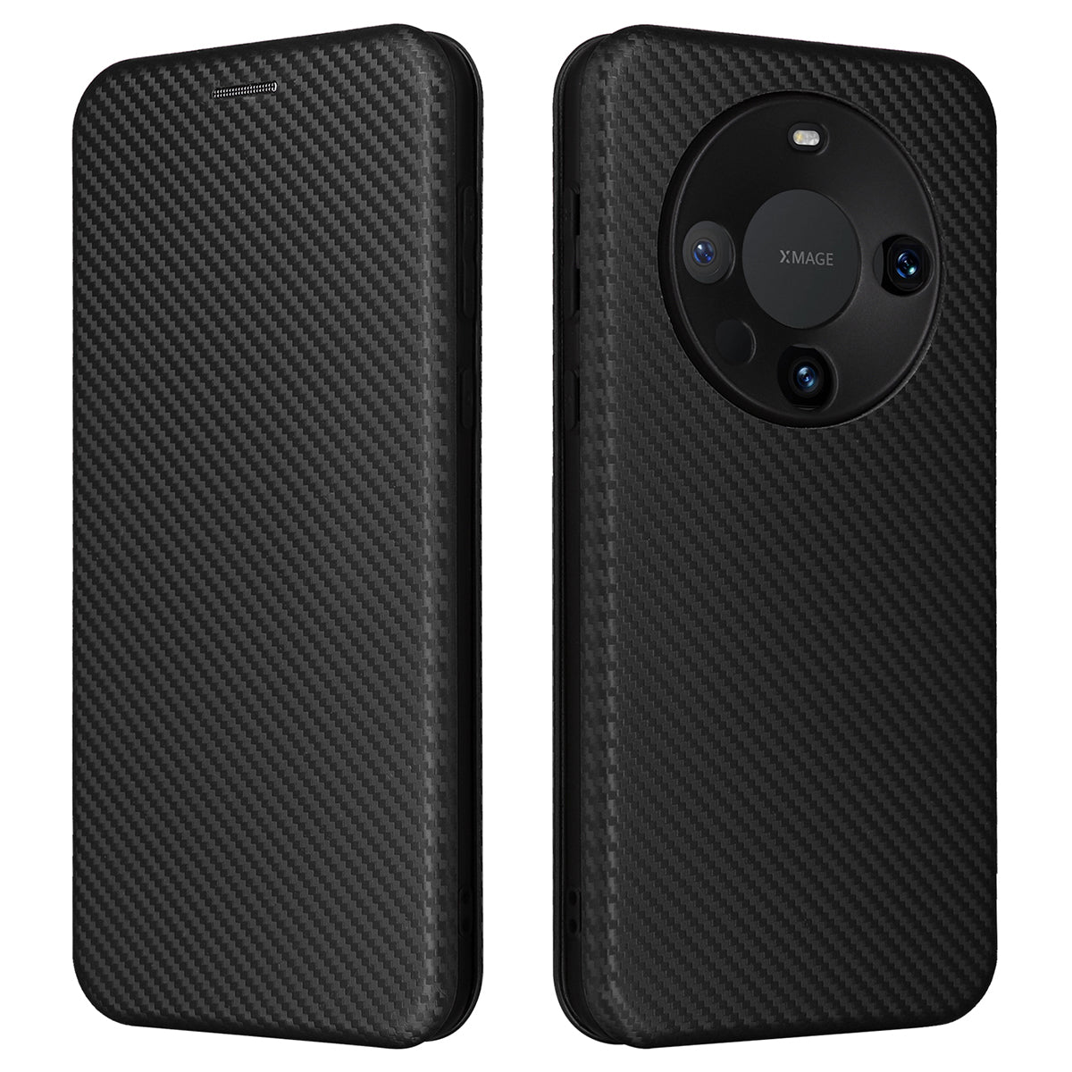For Huawei Mate 60 Carbon Fiber Texture Card Holder Phone Case Leather Stand Anti-fall Cover