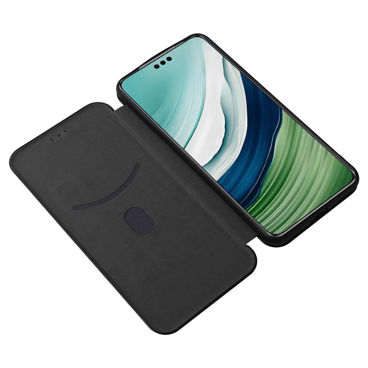 For Huawei Mate 60 Carbon Fiber Texture Card Holder Phone Case Leather Stand Anti-fall Cover