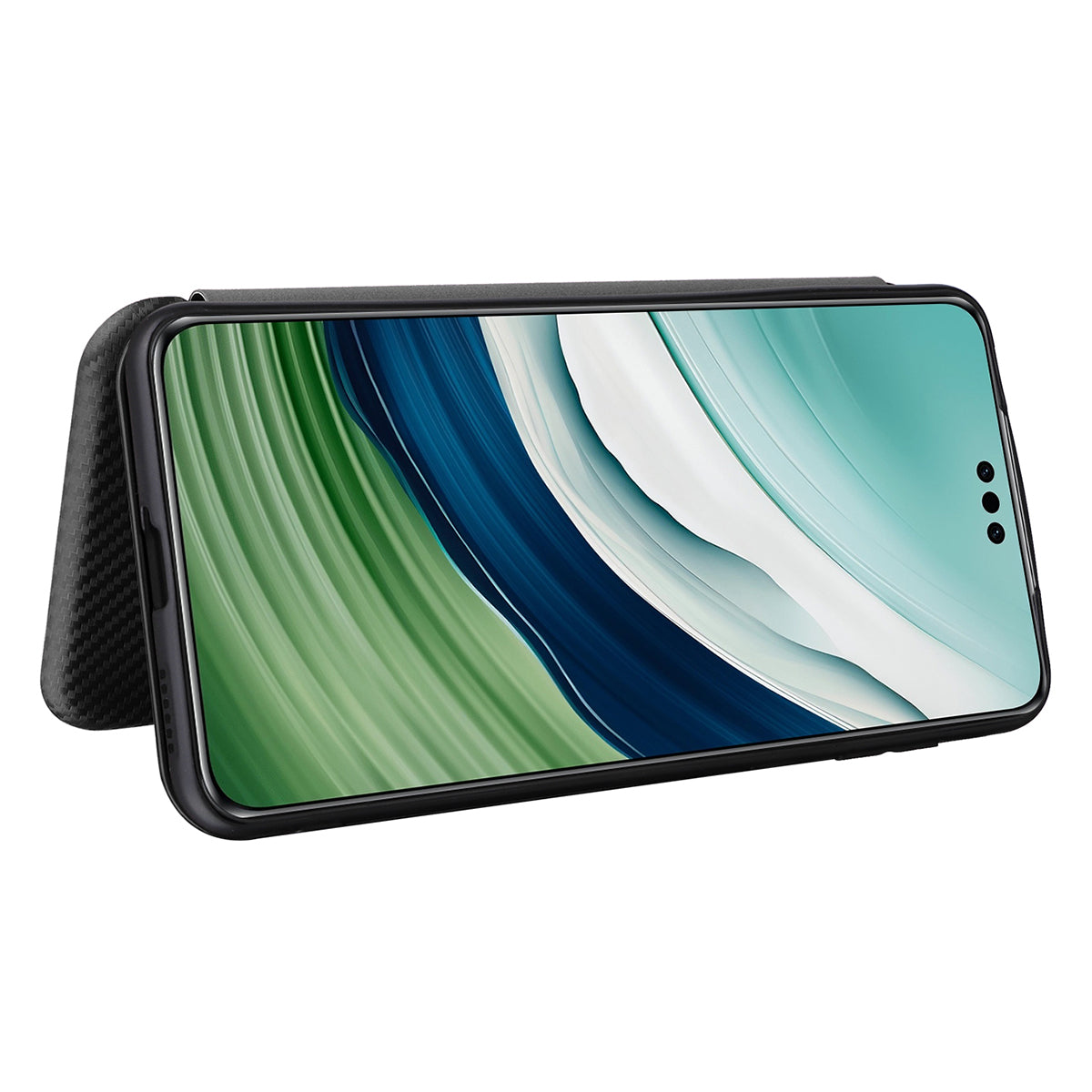 For Huawei Mate 60 Carbon Fiber Texture Card Holder Phone Case Leather Stand Anti-fall Cover