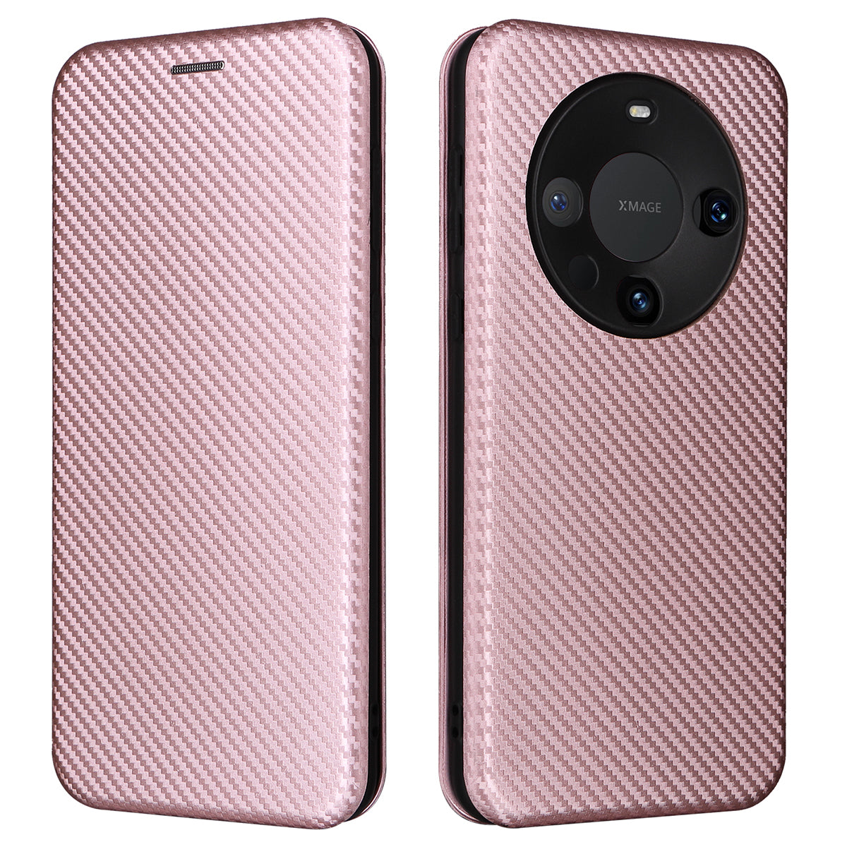 For Huawei Mate 60 Carbon Fiber Texture Card Holder Phone Case Leather Stand Anti-fall Cover