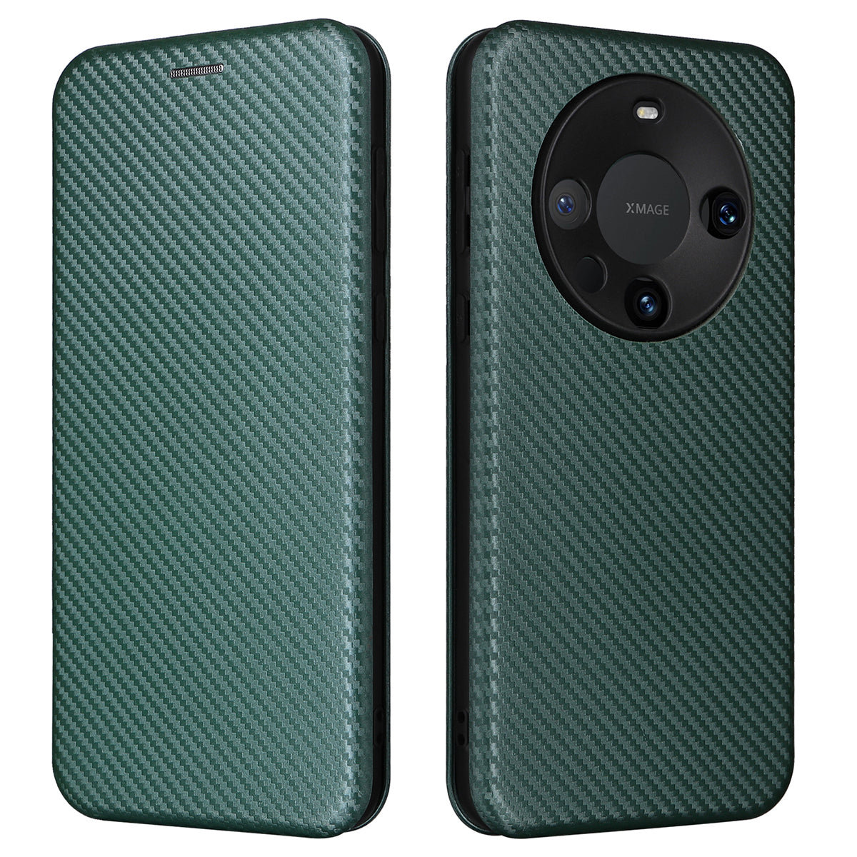 For Huawei Mate 60 Carbon Fiber Texture Card Holder Phone Case Leather Stand Anti-fall Cover